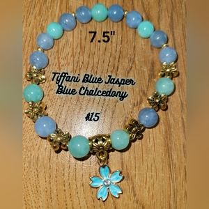 Jasper/Chalcedony w/ Flower Charm Bracelet